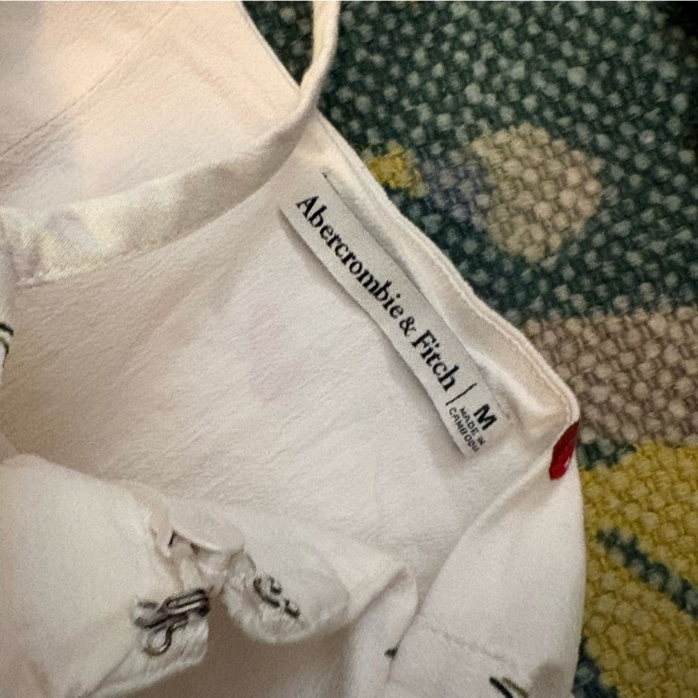 Abercrombie & Fitch Cherry Print Linen Mini Dress Women's Medium Romper - Picture 5 of 7